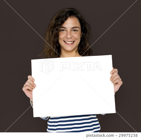 Lady Woman Holding Blank Paper Lady Woman Holding Blank Paper 29975238