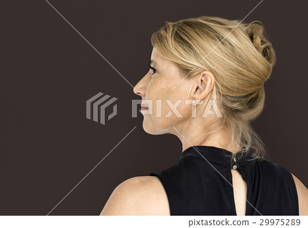 Senior Adult Woman Smiling Happiness Rear View Studio Portrait Senior Adult Woman Smiling Happiness Rear View Studio Portrait 29975289