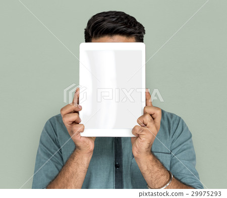Man Hold Blank Digital Tablet Copy Space Man Hold Blank Digital Tablet Copy Space 29975293
