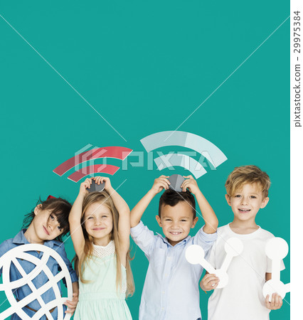 Little Children Holding Technology Symbols 29975384