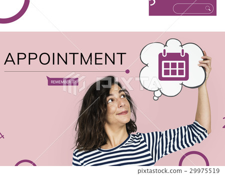 Woman with illustration of personal organizer reminder calendar Woman with illustration of personal organizer reminder calendar 29975519