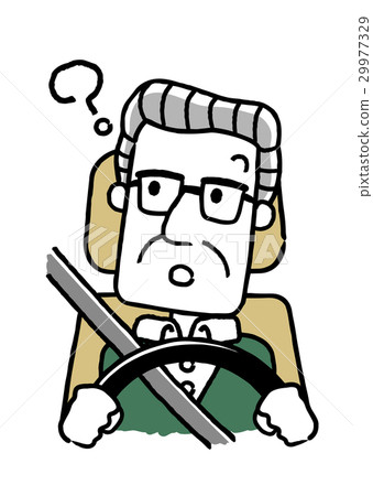 Senior male driving: question, think Senior male driving: question, think 29977329