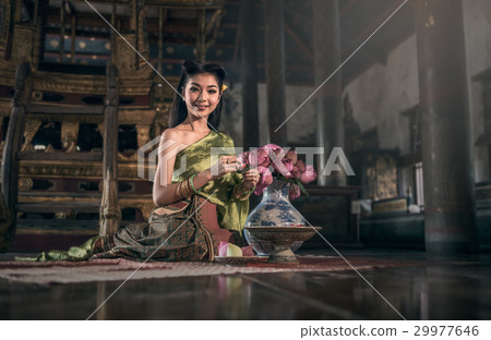 Beautiful Thai girl in Thai traditional costume 29977646