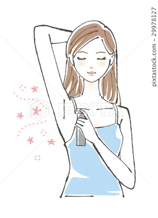 Female long hair with deodorant spray Female long hair with deodorant spray 29978127