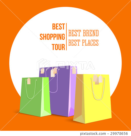 Best shopping tour, advertising banner with paper 29978656