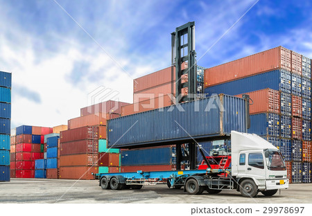 Containers at the Docks with Truck Containers at the Docks with Truck 29978697