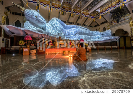 The biggest white marble nirvana buddha with the t 29978709