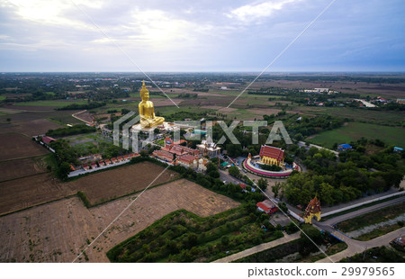 Big golden buddha statue in the temple of Thailand 29979565