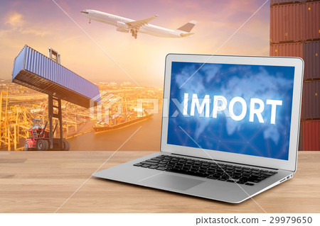Laptop showing business import Laptop showing business import 29979650