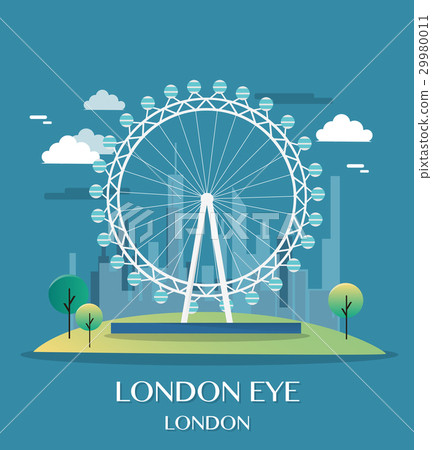 Famous London Landmark London Eye Illustration 29980011