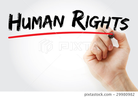 Hand writing Human rights with marker Hand writing Human rights with marker 29980982