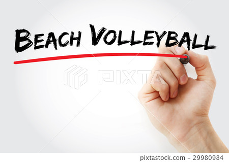 Hand writing Beach volleyball with marker 29980984