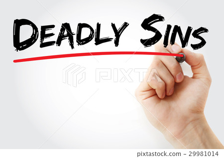 Hand writing Deadly sins with marker 29981014