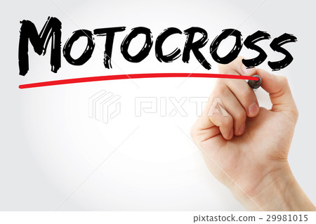 Hand writing Motocross with marker 29981015