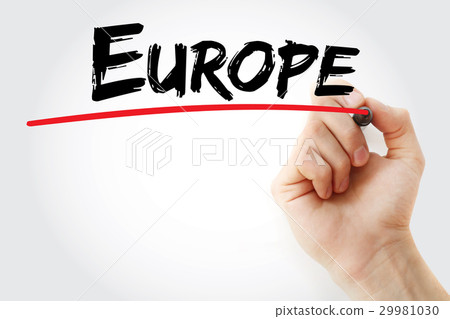 Hand writing Europe with marker 29981030