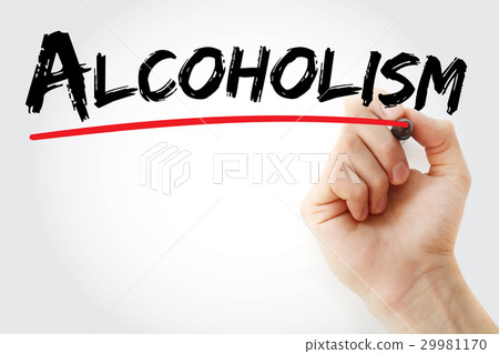 Hand writing Alcoholism with marker 29981170