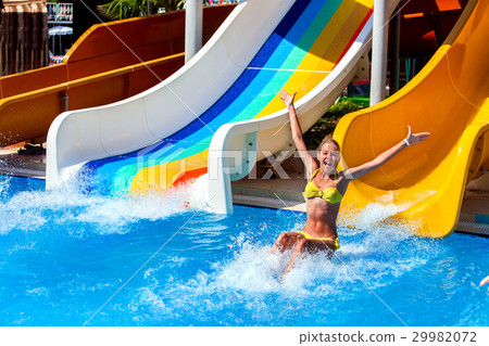 Swimming pool slides for children on water slide 29982072
