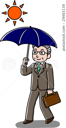 A man with a suit pointing a parasol 29983139