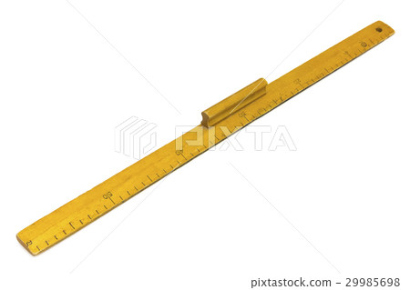 Yellow wooden measuring ruler on white background Yellow wooden measuring ruler on white background 29985698
