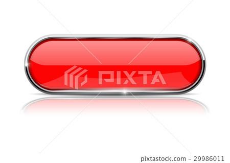 Red oval button with metal frame - Stock Illustration [29986011] - PIXTA