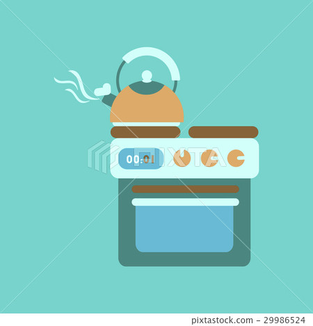 图库插图 flat icon on background coffee kettle stove