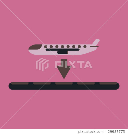 Icon in flat design for airport plane landing 29987775