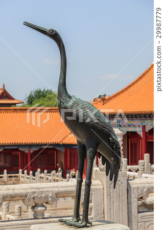 Bronze crane on the terrace in the Forbidden City Bronze crane on the terrace in the Forbidden City 29987779