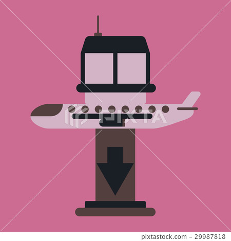 Icon in flat design for airport plane landing Icon in flat design for airport plane landing 29987818
