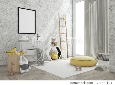 kids game room interior image. 3D Rendering 29990194