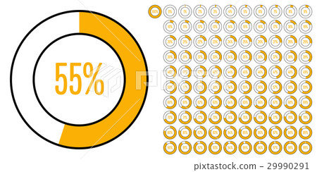 Set of circle percentage diagrams from 0 to 100 29990291