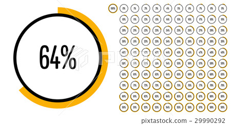 Set of circle percentage diagrams from 0 to 100 29990292