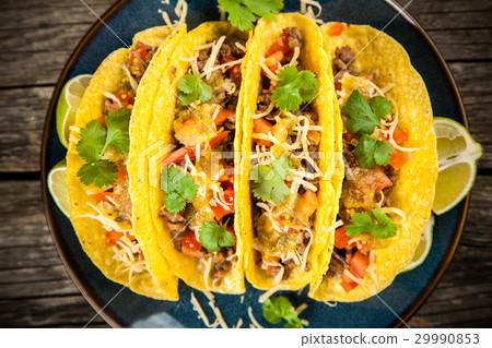 Mexican tacos with beef 29990853