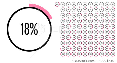 Set of circle percentage diagrams from 0 to 100 29991230