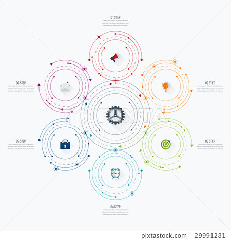 Infographics template 6 options with circle Infographics template 6 options with circle 29991281