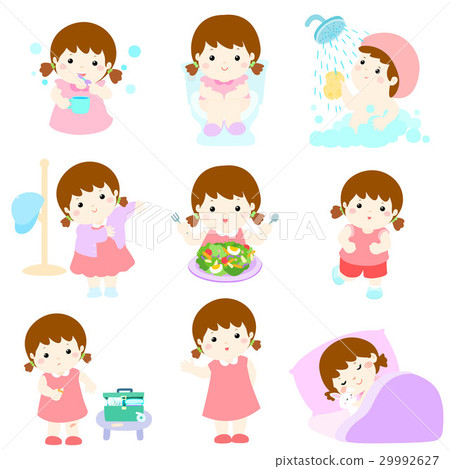 Healthy hygiene for girl cartoon vector Healthy hygiene for girl cartoon vector 29992627