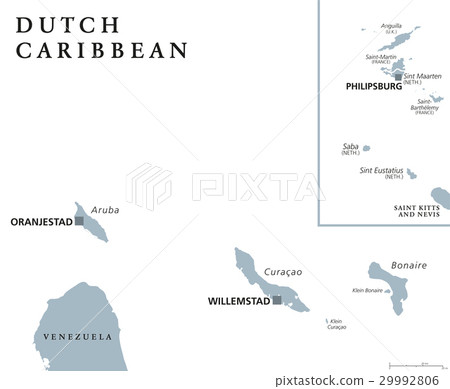 Dutch Caribbean political map 29992806