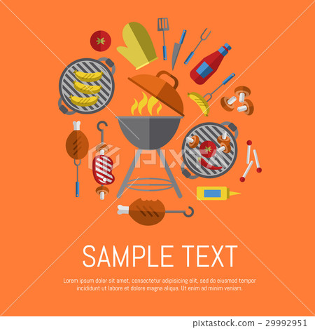 Barbecue grill poster, design template. Barbecue grill poster, design template. 29992951