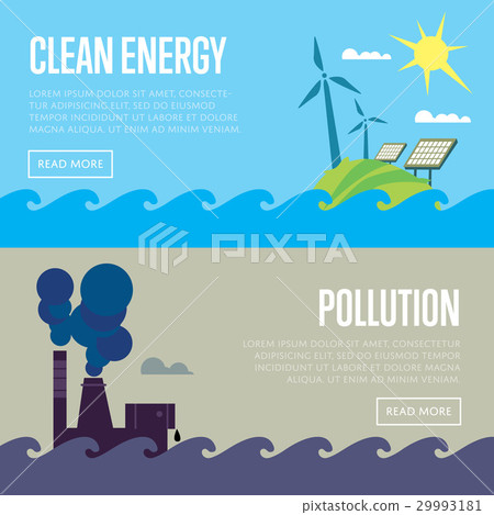 Clean energy and air pollution banners 29993181