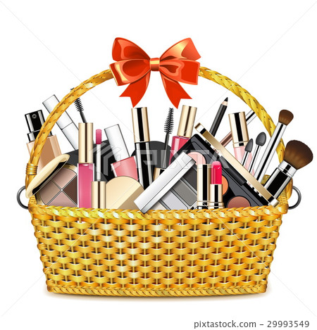 Vector Basket with Makeup Cosmetics 29993549