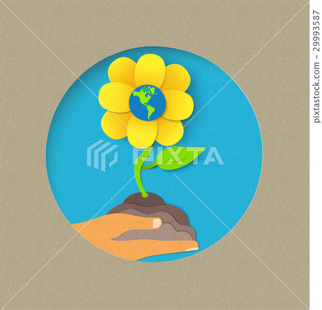 Earth day paper cut flower nature concept 29993587