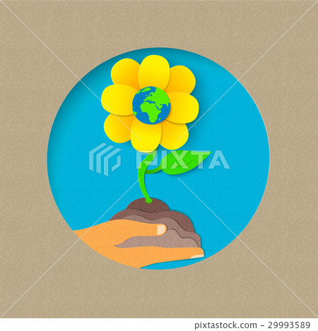 Earth day paper cut flower nature concept 29993589