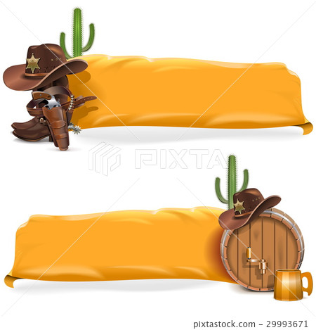 Vector Cowboy Billboards with Yellow Flag Vector Cowboy Billboards with Yellow Flag 29993671