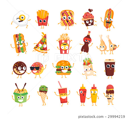 Fast Food Characters - vector set of mascot Fast Food Characters - vector set of mascot 29994219