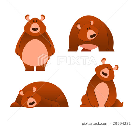 Bear - modern vector set of flat cartoon animal Bear - modern vector set of flat cartoon animal 29994221
