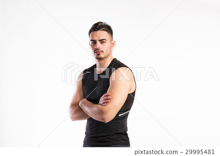 Young fitness man in black sleeveless shirt 29995481