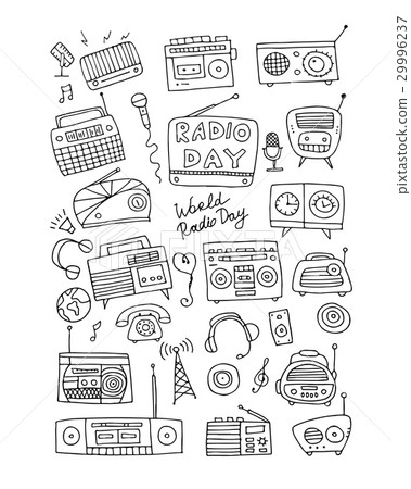 Vintage radio set, sketch for your design Vintage radio set, sketch for your design 29996237