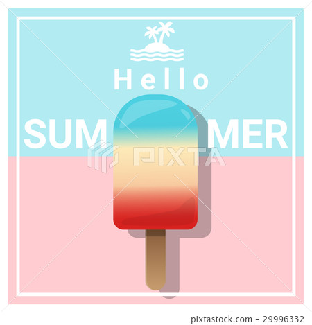 Hello summer background with colorful ice cream 29996332
