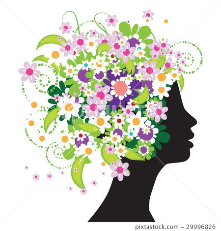 Floral head silhouette 29996826