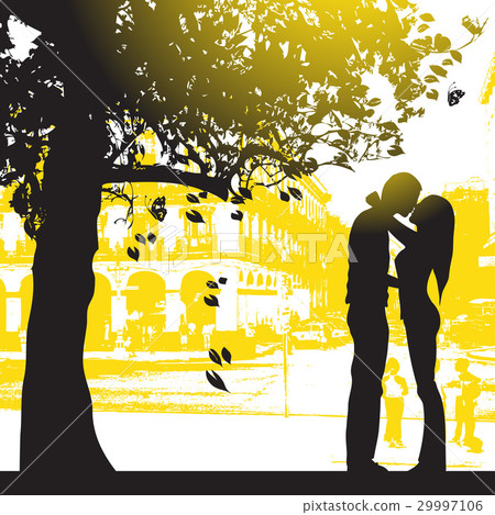 Couple under the tree in city park 29997106