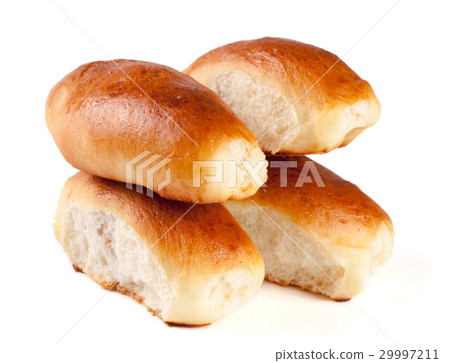 four homemade pies with cabbage isolated on white four homemade pies with cabbage isolated on white 29997211